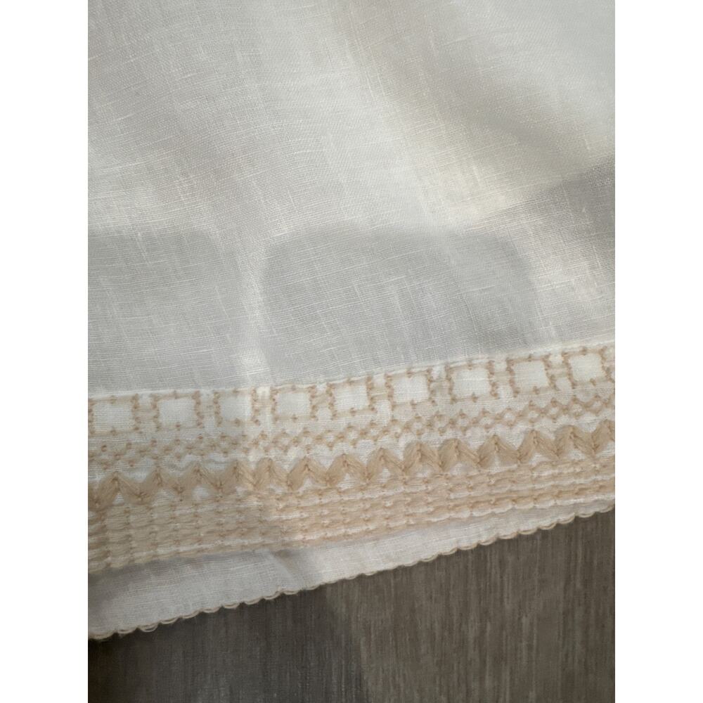 Sigrid Olsen Linen Elastic Waist Shorts White with Beige Border Size M - Picture 2 of 7